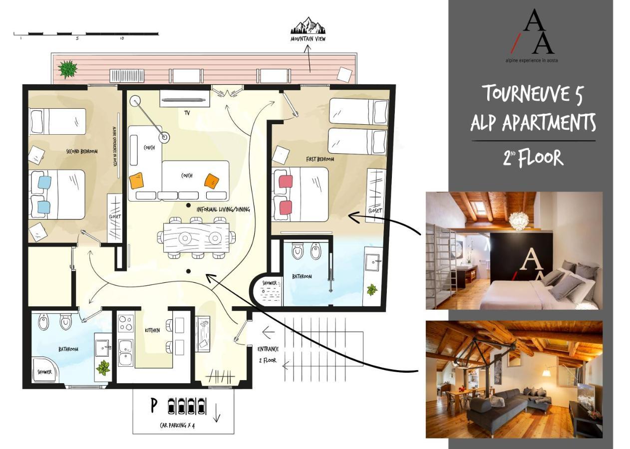 Alp Apartments Ski & Bike - Tourneuve5 奥斯塔 外观 照片
