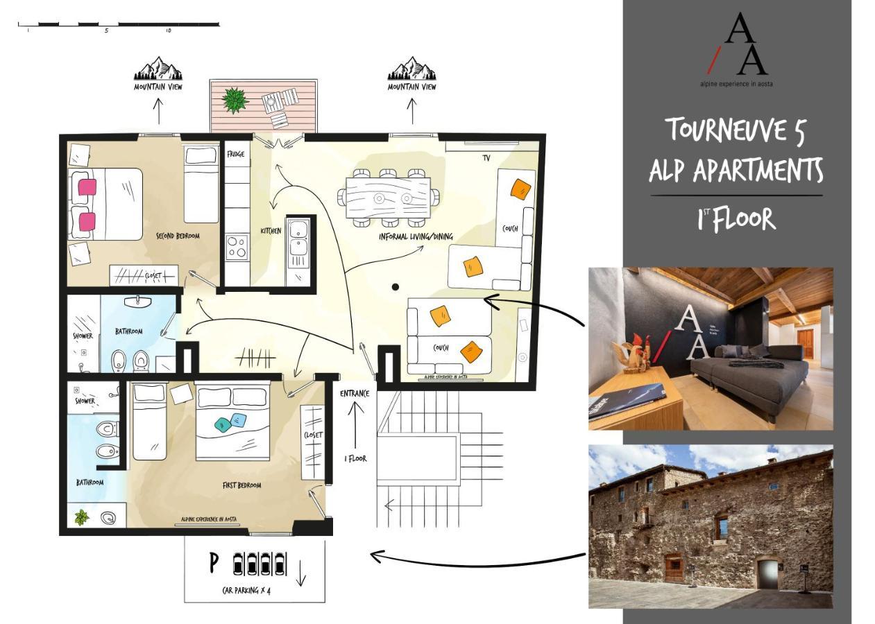 Alp Apartments Ski & Bike - Tourneuve5 奥斯塔 外观 照片
